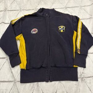 Roundpoint Vintage Miller Lite Zip Up Sweater Navy And Yellow Size 2